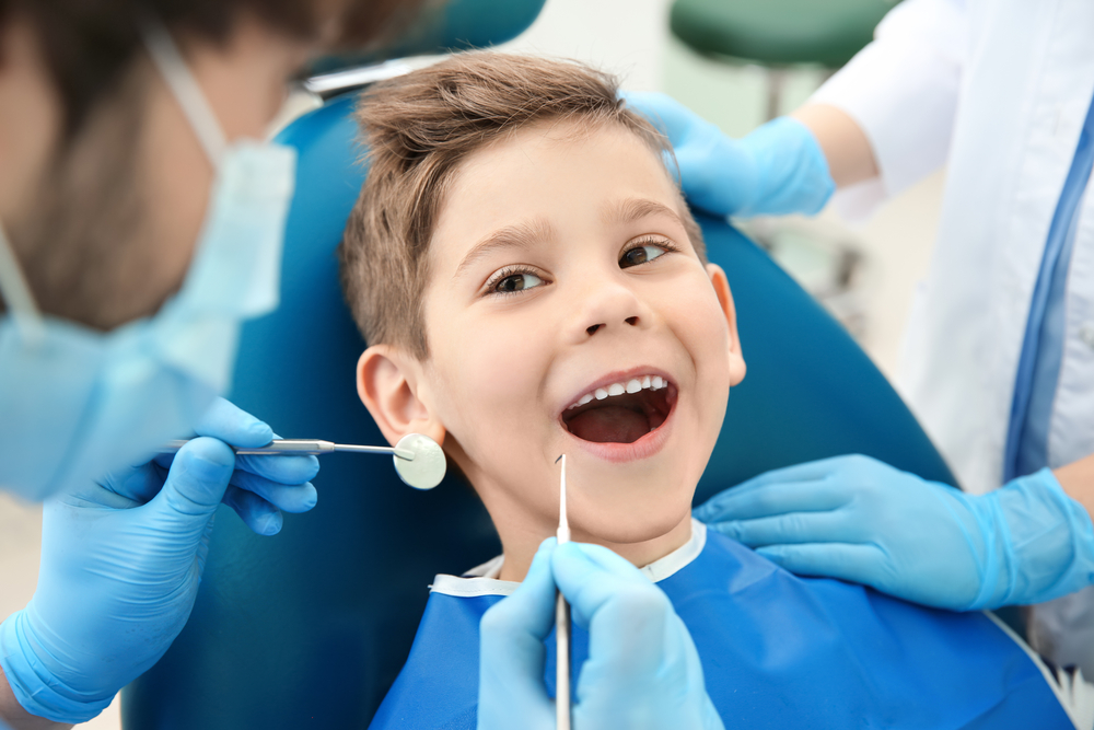 Little kid at the dentist